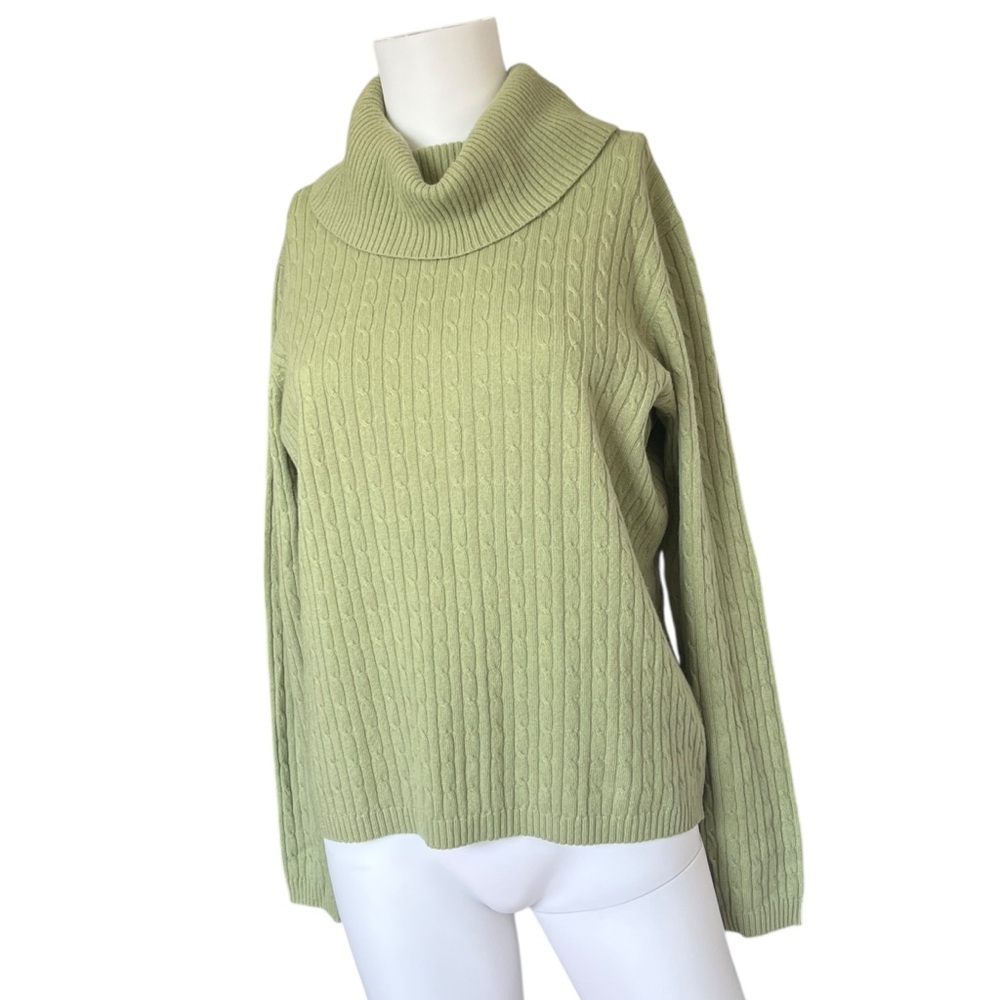 Pendleton Cashmere Sweater Green Cowl Neck Cable Knit Womens Size Small S